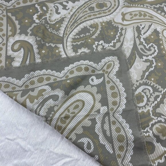 Express Limited Gray Tan Paisley Square Scarf Vintage Fringe 31” x 31" - Picture 6 of 8